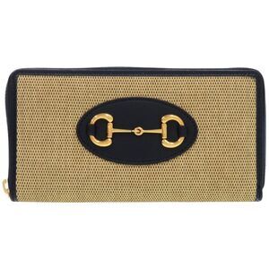 Gucci 1955 Horsebit 621889 0416 Canvas Leather Beige Navy Long Wallet 1048 Gucci